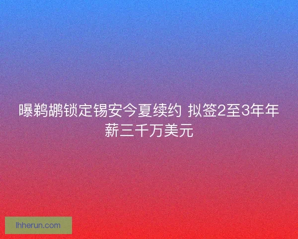 曝鹈鹕锁定锡安今夏续约 拟签2至3年年薪三千万美元